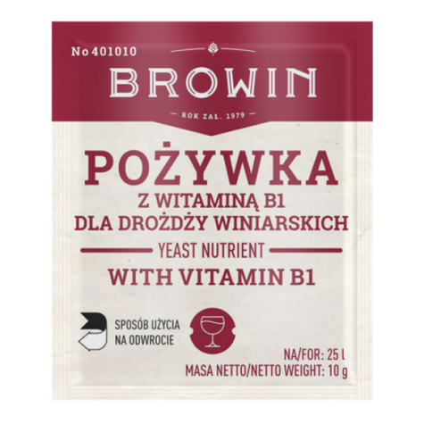 Maistinės medžiagos iš vyno mielių su vitaminu B 10 g