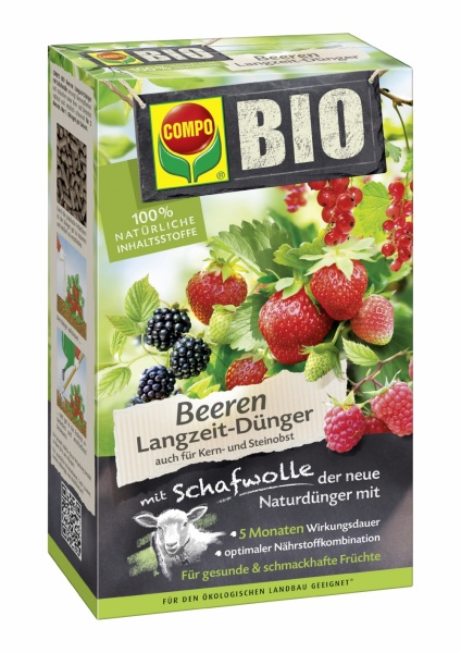 BIO ilgalaikės uogų trąšos su vilna Compo 750 g