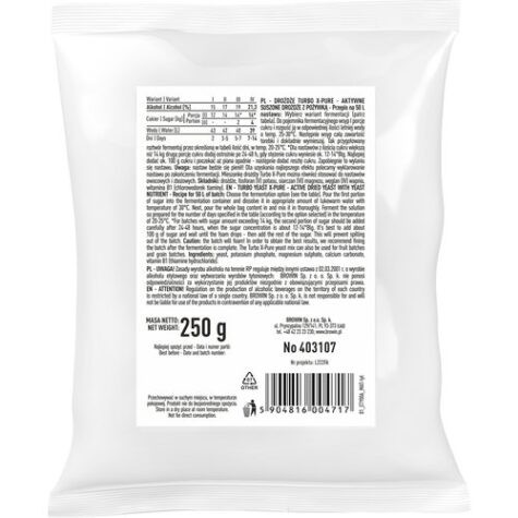 Distiliacinės mielės Turbo X-Pure 21,3% 48h 250g