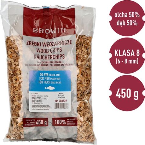 Rūkymo-kepimo drožlės 50% alksnis, 50% ąžuolas, 450g, 8 klasė